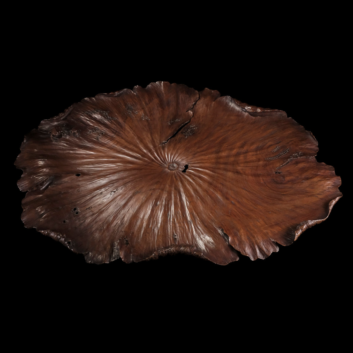 欅材蓮形刻香盆 「小竹斎・市川周道」銘 – 周信堂 Syuusindou