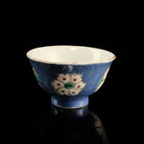 古渡五彩煎茶碗 竹編碗筒 一式