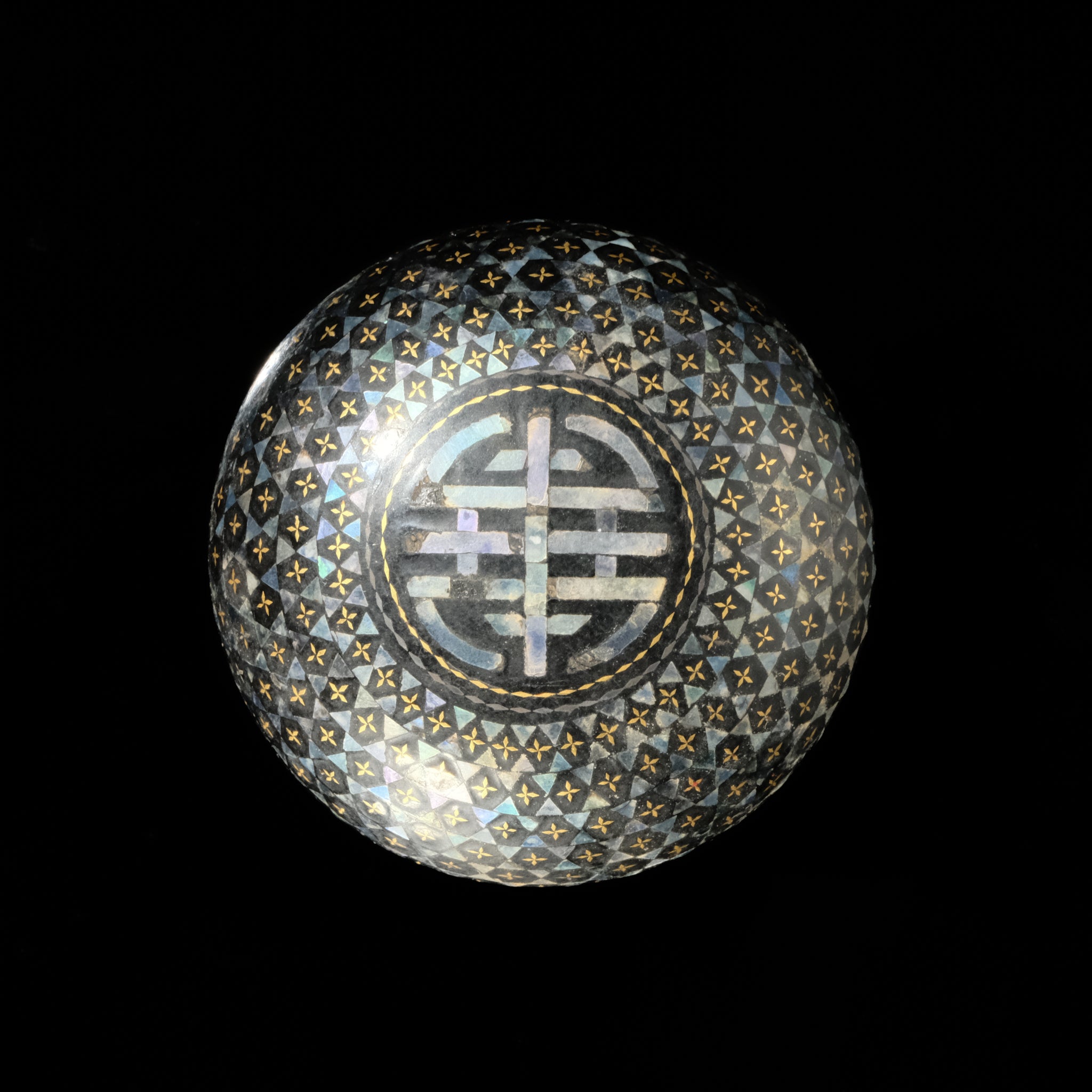 中国美術 螺鈿香合 73g/幅約9㎝ 東Y7-0210③タカオ （中国美術